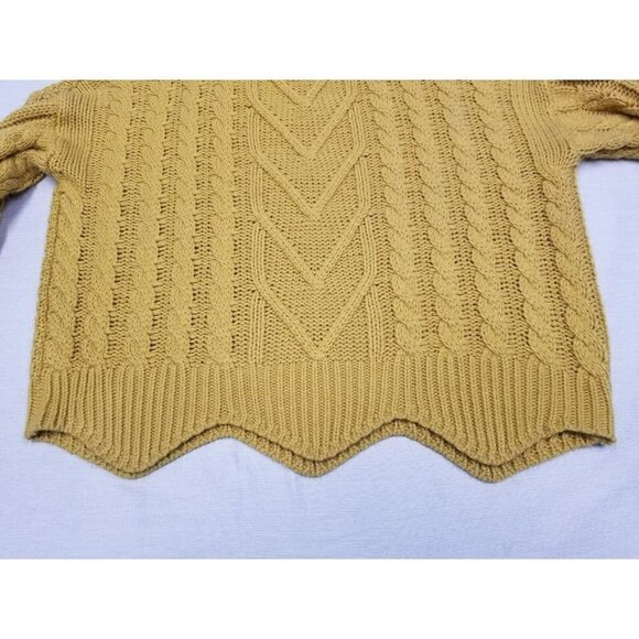 ces femme Sweater size small chunky cable knit mustard mango fuzzy turtle neck - Picture 12 of 14
